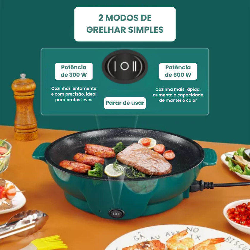 Frigideira de pedra de dupla potência com tecnologia de economia de energia de nova geração