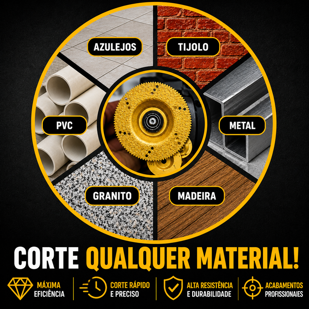Disco Diamantado 5 em 1 – Corta, Lixa e Molda em Segundos