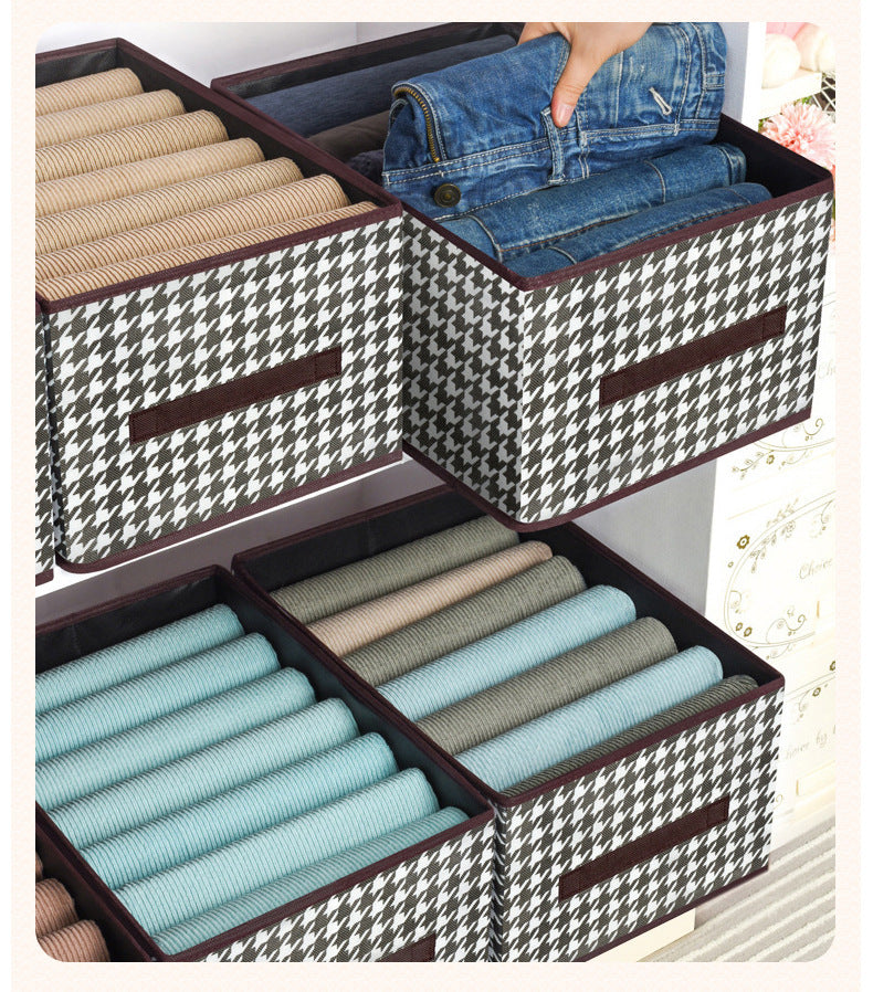 Caixa De Arrumação Com Padrão Houndstooth, Prática E Dobrável (40 cm x 28 cm x 20 cm)