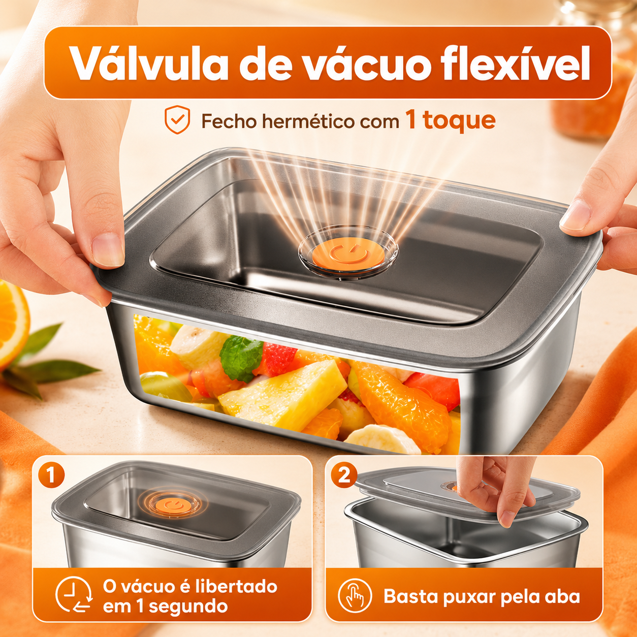 🥘 Caixa para alimentos em aço inoxidável 316