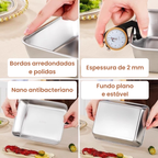 Conjunto de 3 recipientes para alimentos em aço inoxidável (22 x 15 x 6 cm)