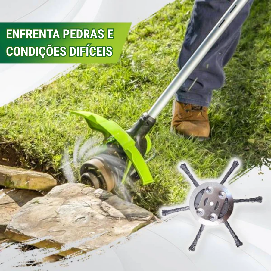 🇵🇹 A cabeça do cortador de relva possui 6 lâminas em aço inoxidável