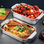 🇵🇹 Bandeja de cozedura direta em aço inoxidável 304 maciço da Alemanha (3,5 Litros)