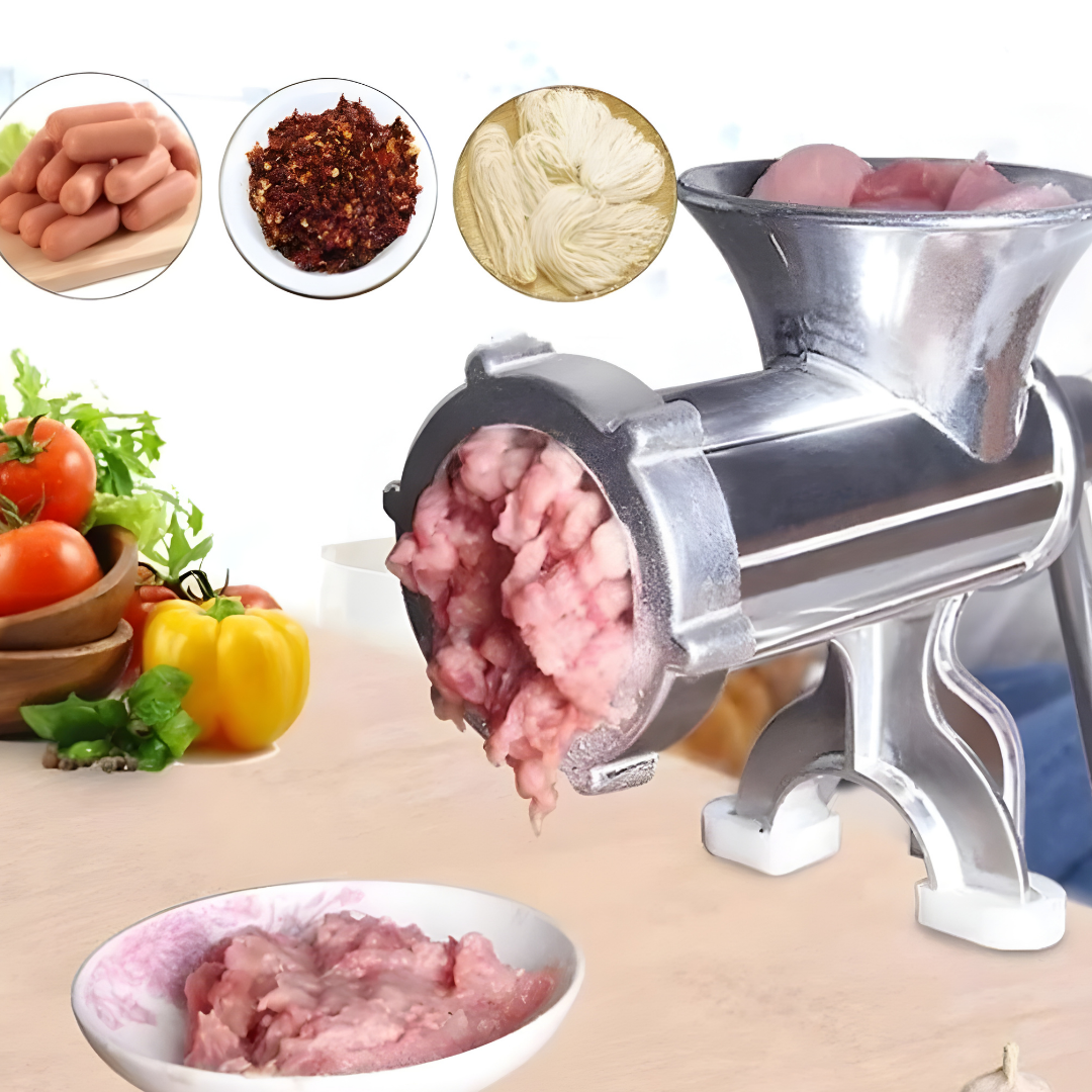Picador De Carne Manual Doméstico Com Acessório Para Enchidos, Compacto E Prático