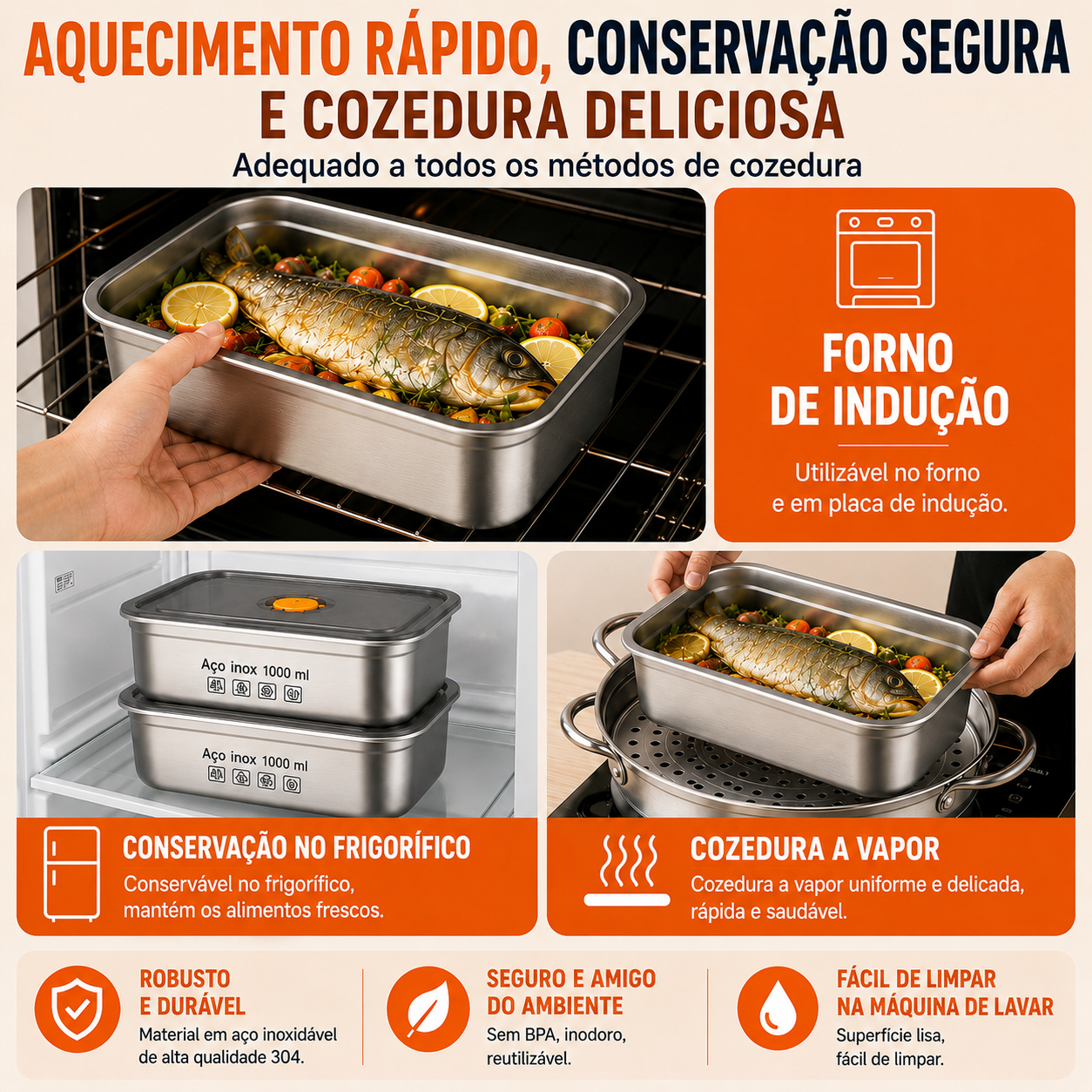 Caixa De Comida A Vácuo De Aço Inoxidável Antibacteriano 316 (19*13,5*5,5cm)