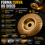 Conjunto 3 Discos de Escultura em Madeira para Rebarbadora – Aço Carbono | Plano, Curvo, Chanfrado