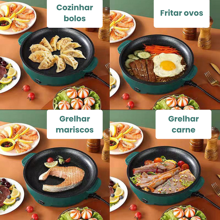 Frigideira de pedra de dupla potência com tecnologia de economia de energia de nova geração