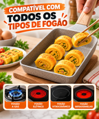 🍳 Frigideira de Pedra Multifunções | Antiaderente e compatível com todos os fogões: gás, elétrico, indução, entre outros...