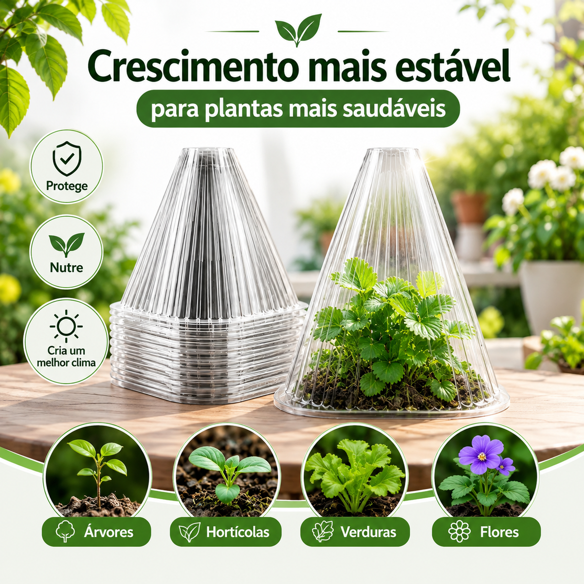 🌱 Cobertura Protetora para Plantas – Reutilizável e Fácil de Instalar