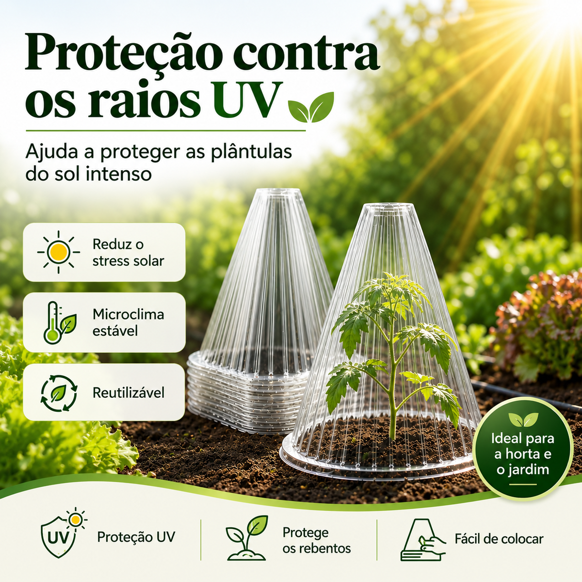 🌱 Cobertura Protetora para Plantas – Reutilizável e Fácil de Instalar