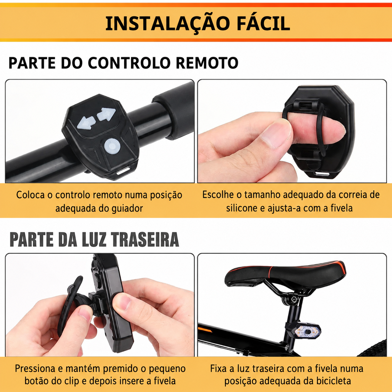 LUZ TRASEIRA PARA BICICLETA COM PISCAS SEM FIOS