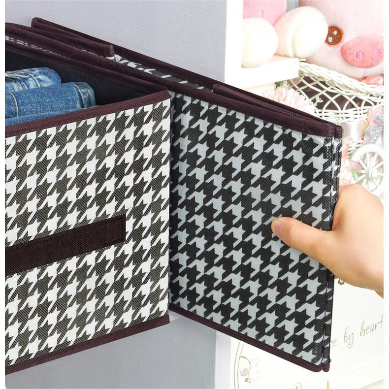 Caixa De Arrumação Com Padrão Houndstooth, Prática E Dobrável (40 cm x 28 cm x 20 cm)