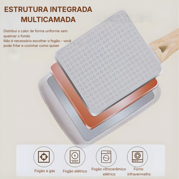 Sartén Cuadrada De Piedra Multifuncional Antiadherente