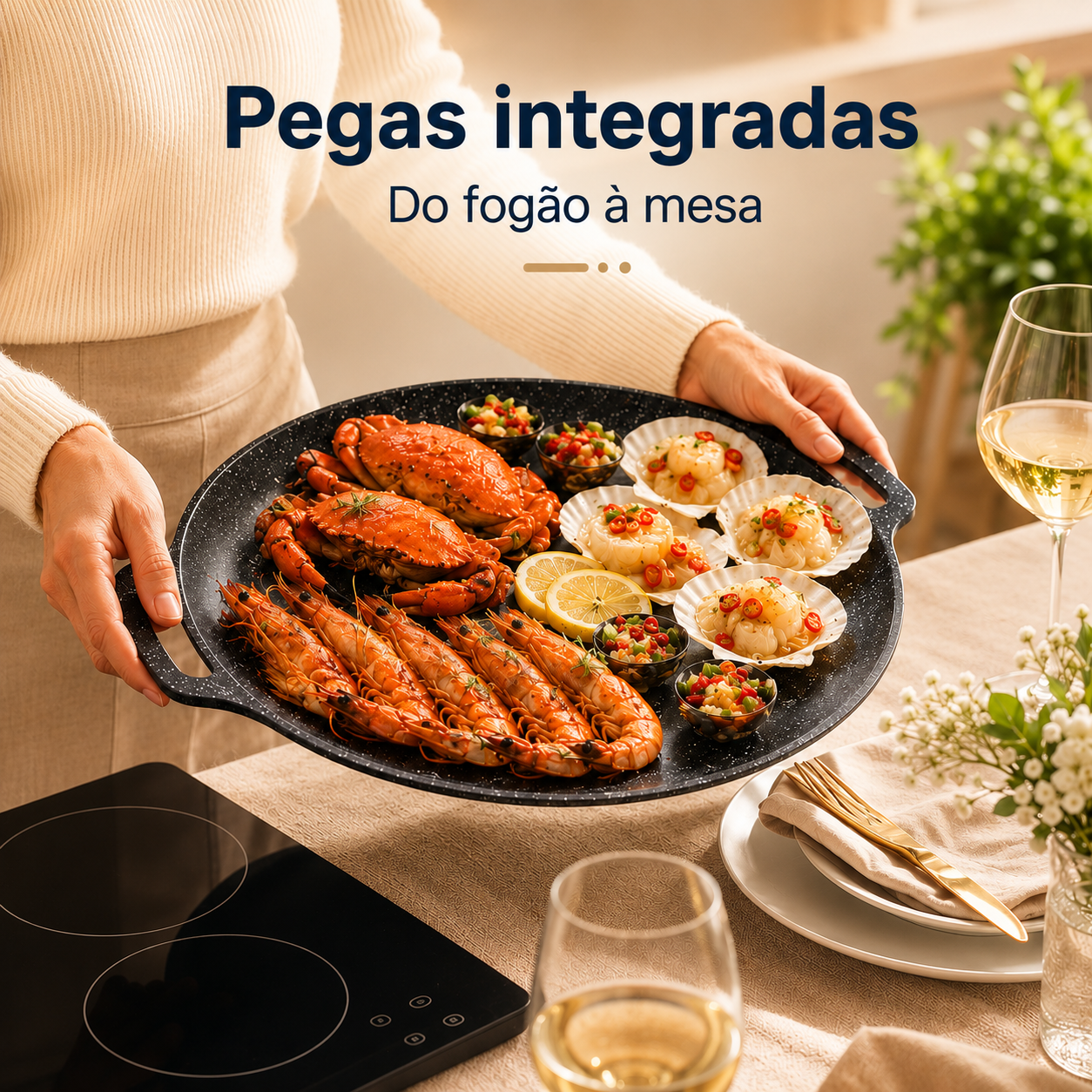Frigideira de pedra Maifan antiaderente de 6 camadas compatível com fogões de indução IH
