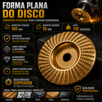 Conjunto 3 Discos de Escultura em Madeira para Rebarbadora – Aço Carbono | Plano, Curvo, Chanfrado