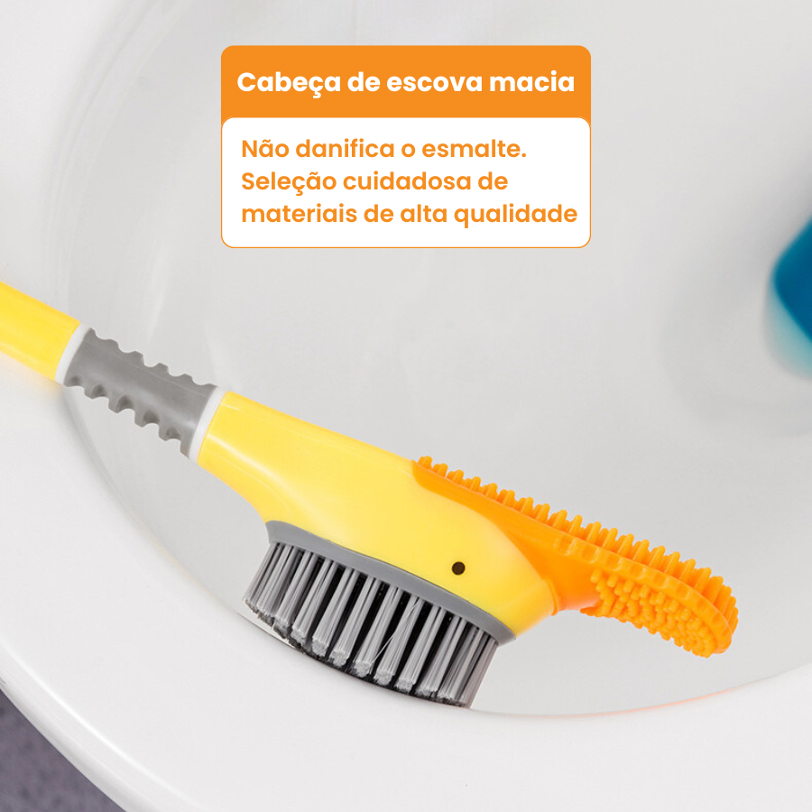 Conjunto de escova de banheiro com cabo longo em forma de pato, com suporte de parede sem necessidade de perfuração (LTT)