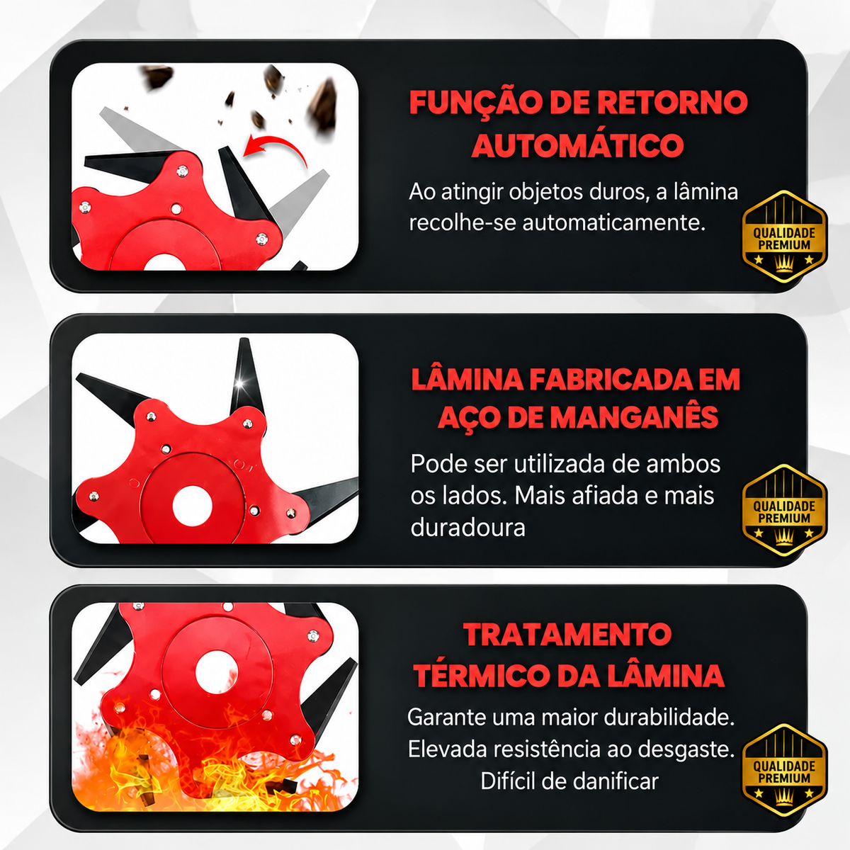 KIT COMPLETO COM TODOS OS ACESSÓRIOS - Cabeça de corte de 6 lâminas em aço manganês