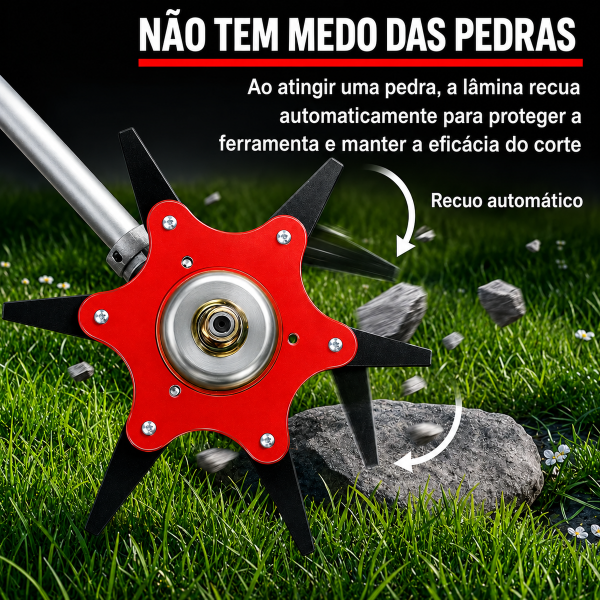 KIT COMPLETO COM TODOS OS ACESSÓRIOS - Cabeça de corte de 6 lâminas em aço manganês