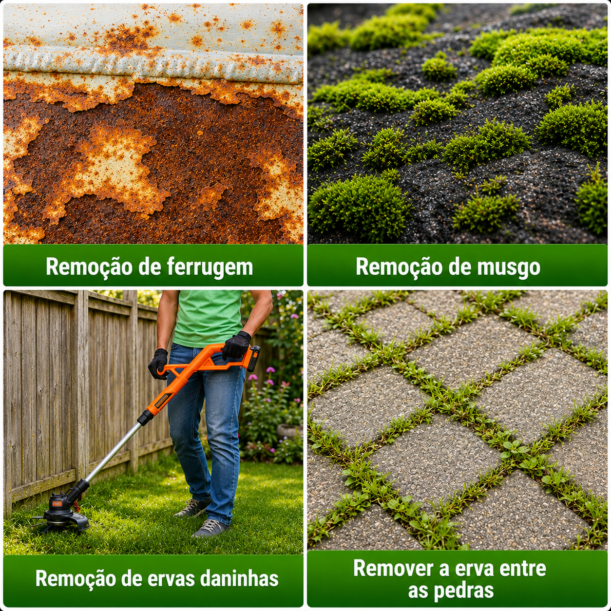 🇵🇹 A cabeça do cortador de relva possui 6 lâminas em aço inoxidável