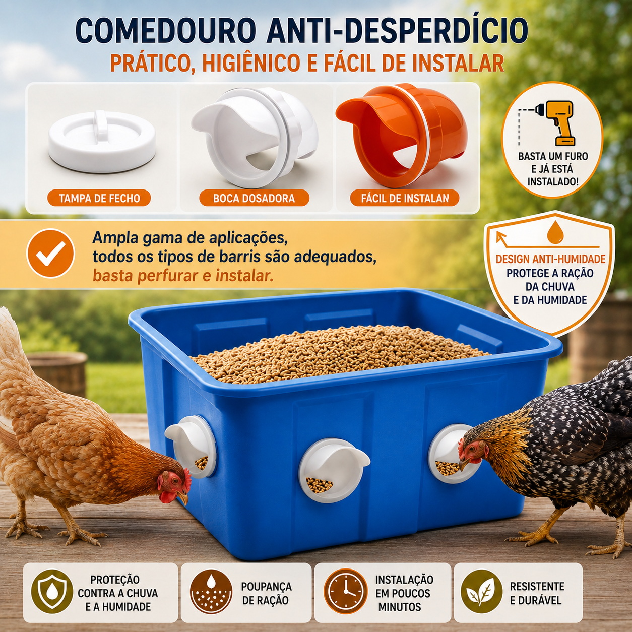 ⚡ Kit Alimentador Para Aves De Capoeira