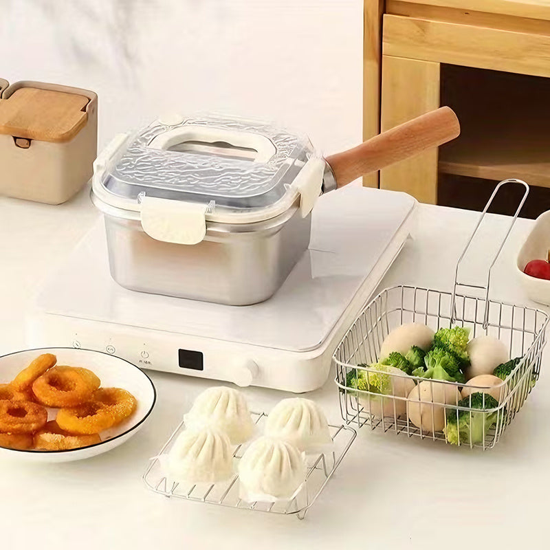 Fritadeira Multifuncional Em Inox 304, Compatível Com Todos Os Tipos De Fogão