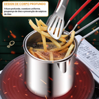 Panela Fritadeira De 1,2L Em Aço Inoxidável 304 Alemão, Compatível Também Com Fogões De Infravermelhos