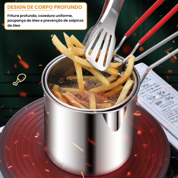 Panela Fritadeira De 1,2L Em Aço Inoxidável 304 Alemão, Compatível Também Com Fogões De Infravermelhos