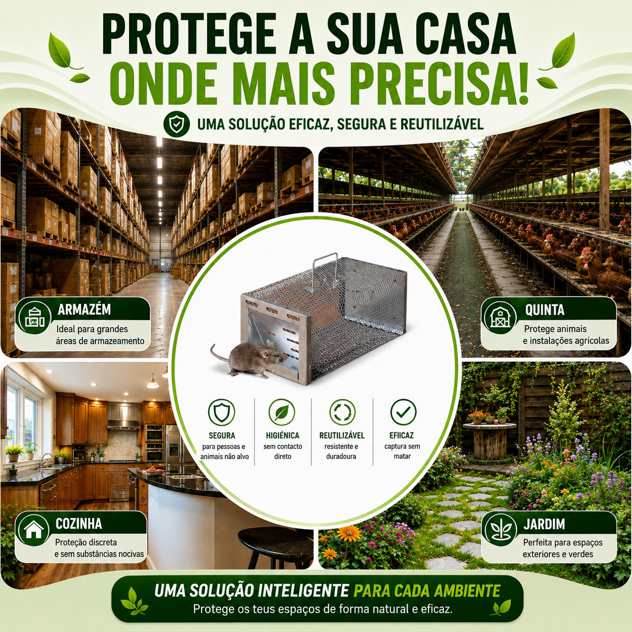 BestSeller™ - Gaiola Armadilha Humana Para Ratos, Ratinhos E Esquilos Vivos