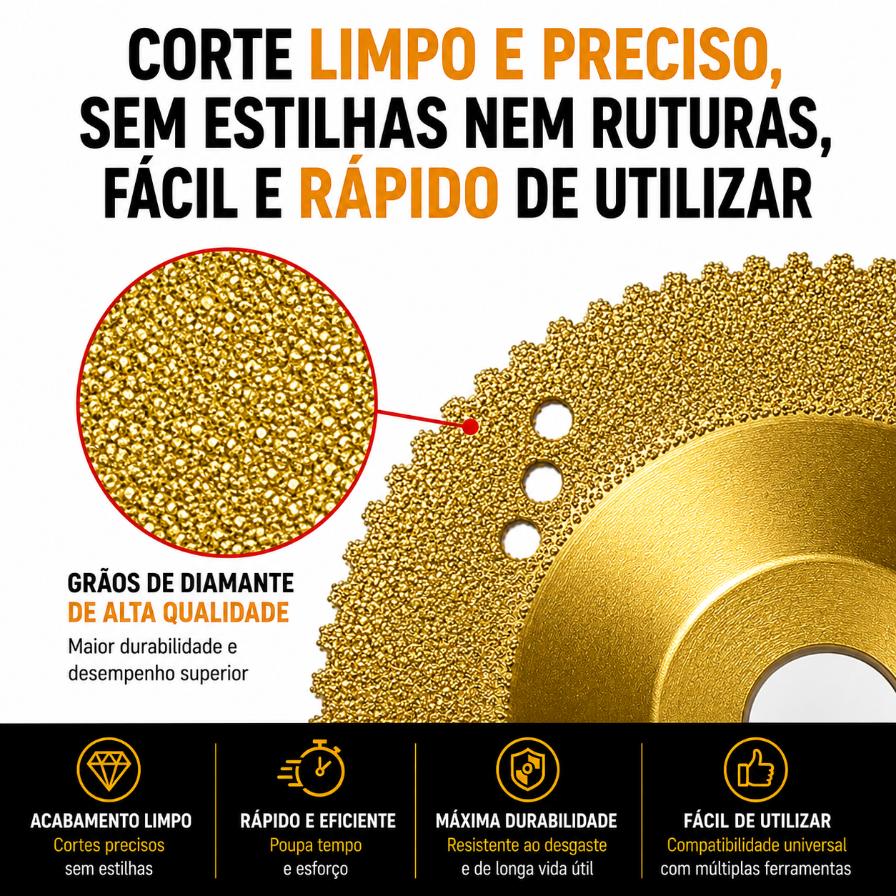 Disco Diamantado 5 em 1 – Corta, Lixa e Molda em Segundos