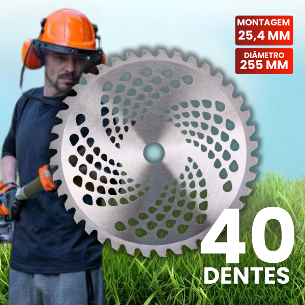 Disco De Corte Especializado Para Relva, 40 Dentes Em Carboneto De Tungsténio (Inclui Acessórios)