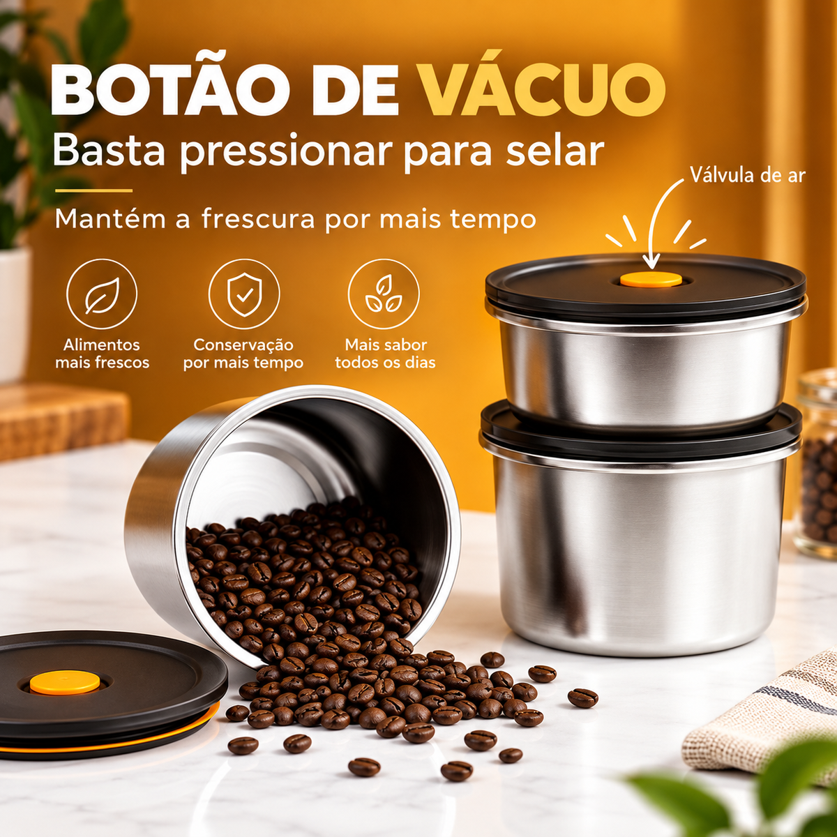 🎁 Leva 12, Paga 6 | Recipiente Redondo em Aço Inoxidável com Tampa de Vácuo – 1000 ml