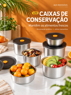 🎁 Leva 12, Paga 6 | Recipiente Redondo em Aço Inoxidável com Tampa de Vácuo – 1000 ml