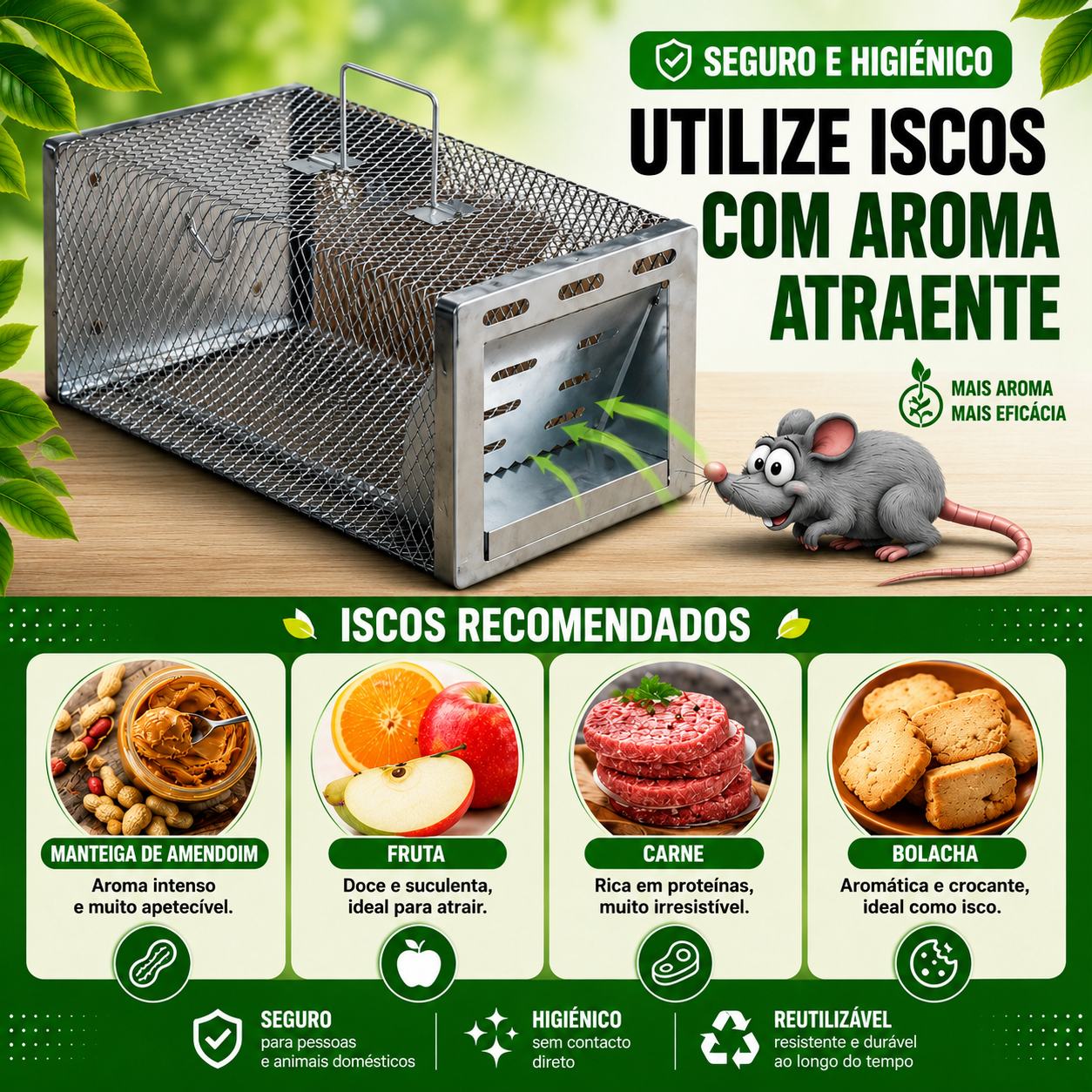 BestSeller™ - Gaiola Armadilha Humana Para Ratos, Ratinhos E Esquilos Vivos