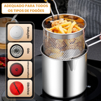 🇵🇹 Panela Fritadeira De 1.2L Em Aço Inoxidável 304 Alemão, Compatível Também Com Fogões De Infravermelhos