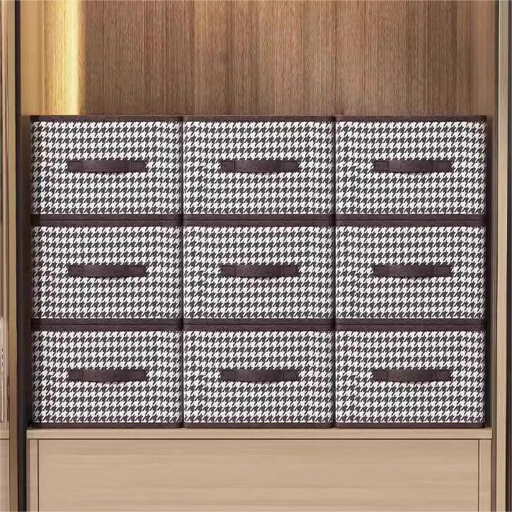 Caixa De Arrumação Com Padrão Houndstooth, Prática E Dobrável (40 cm x 28 cm x 20 cm)