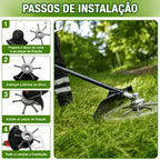 ⚙️ A cabeça do cortador de relva possui 6 lâminas em aço inoxidável
