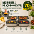 [6+🎁3 grátis] Caixa de comida a vácuo de aço inoxidável antibacteriano 316 (19*13,5*5,5cm)
