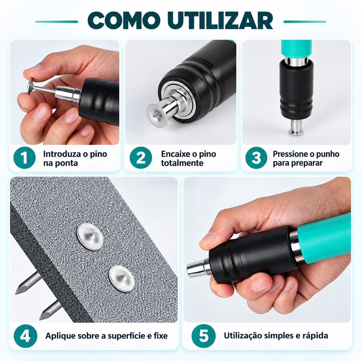 🎁 70% DE DESCONTO | Pistola de Pregos de Nova Geração para Todos os Tipos de Materiais + 50 Pregos Incluídos