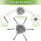 🇵🇹 A cabeça do cortador de relva possui 6 lâminas em aço inoxidável