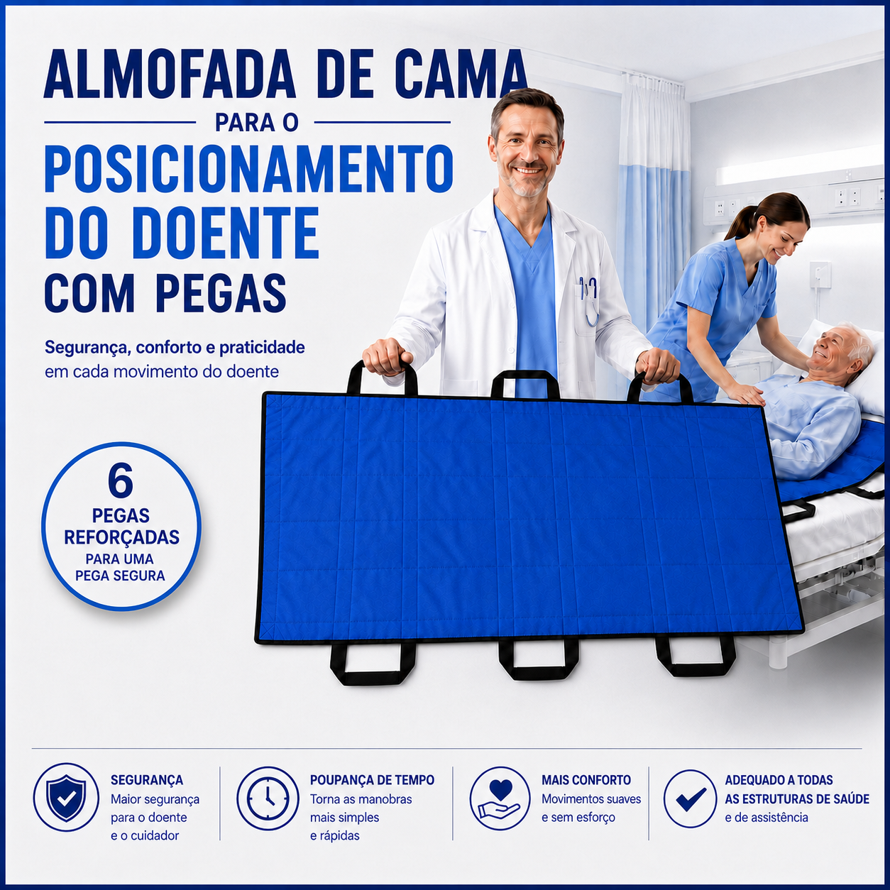 ⚡ Placa de transferência de pacientes com 6 pegas reforçadas, almofada médica multifuncional para camas, idosos