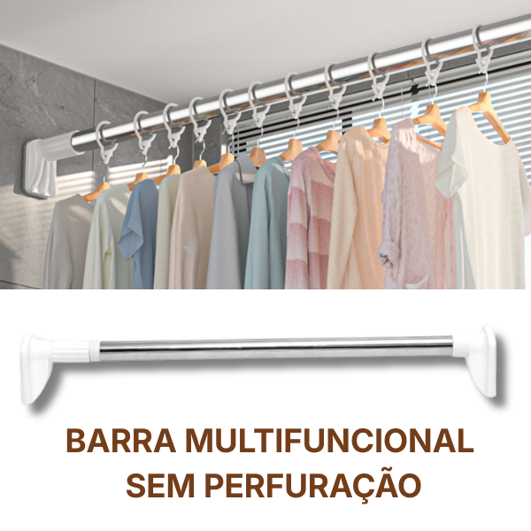 ⚡ Barra telescópica ajustável e multifuncional sem perfuração, que se estende até 160 cm (NEW)