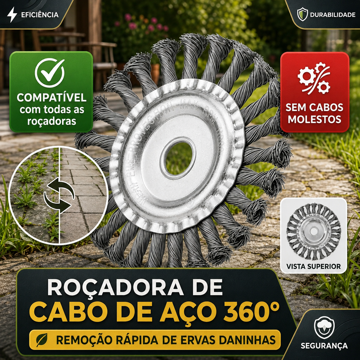 ✨Disco de Arame de Aço para Roçadora — Corte 360° | Compatível Universal
