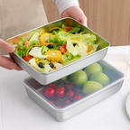 🔥 DESCONTO DE 70% | Recipiente de Aço Inoxidável 304 - 2100ml (26 × 20 × 6 cm)