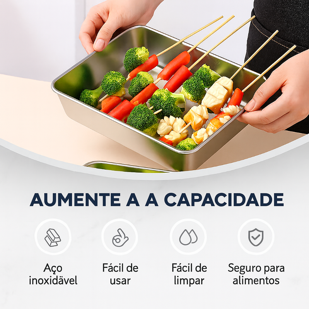 Recipiente de Aço Inoxidável 304 – Conserva o frescor por até 1 mês | 60% DE DESCONTO!