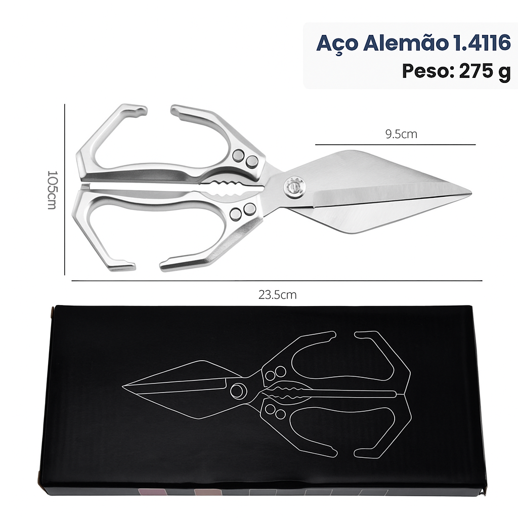 🇪🇸 Tijeras grandes con hoja en forma de diamante, hechas de acero inoxidable macizo importado de Alemania