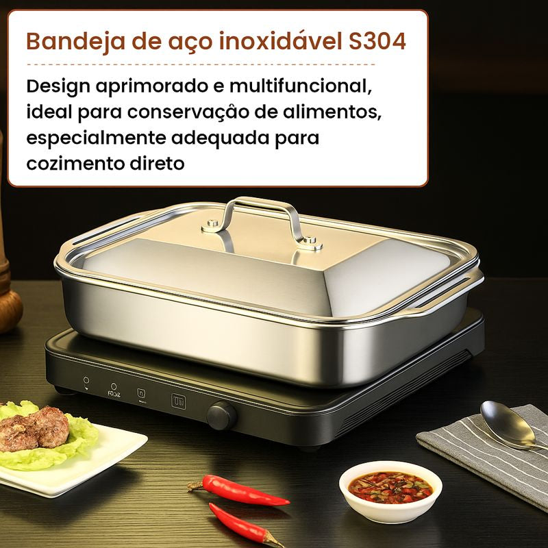 Panela de Aço Inoxidável Maciço 304 (3,5 L) – Apta para Todos os Tipos de Fogão | 70% de Desconto!