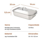 Panela de Aço Inoxidável Maciço 304 (3,5 L) – Apta para Todos os Tipos de Fogão | 70% de Desconto!