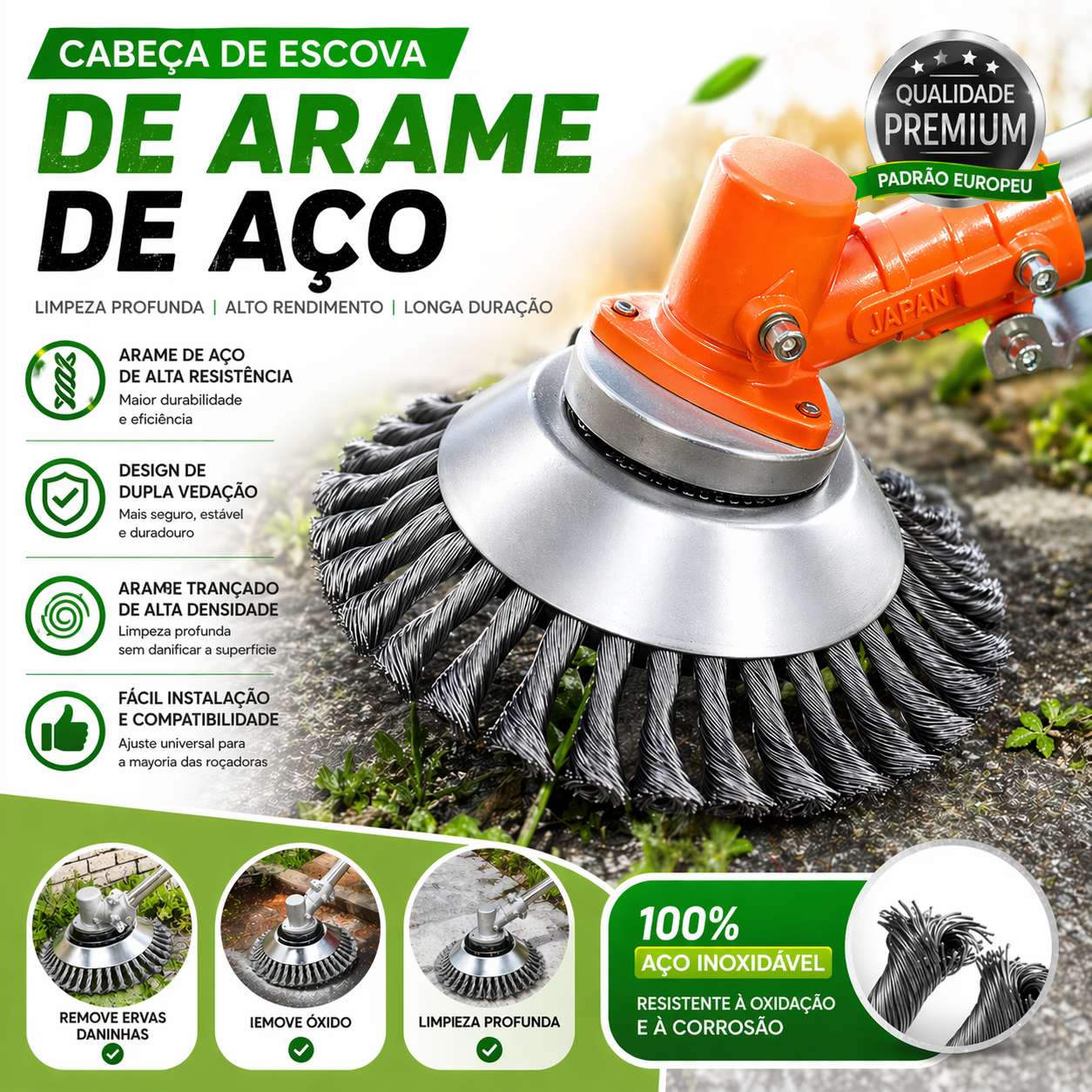 🍀Acessórios De Instalação Gratuita | Lâmina De Corta-Relva Em Aço Super Resistente Com Rotação De 360°