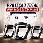 🛡️ A viseira protege o rosto, os olhos e as vias respiratórias durante o trabalho
