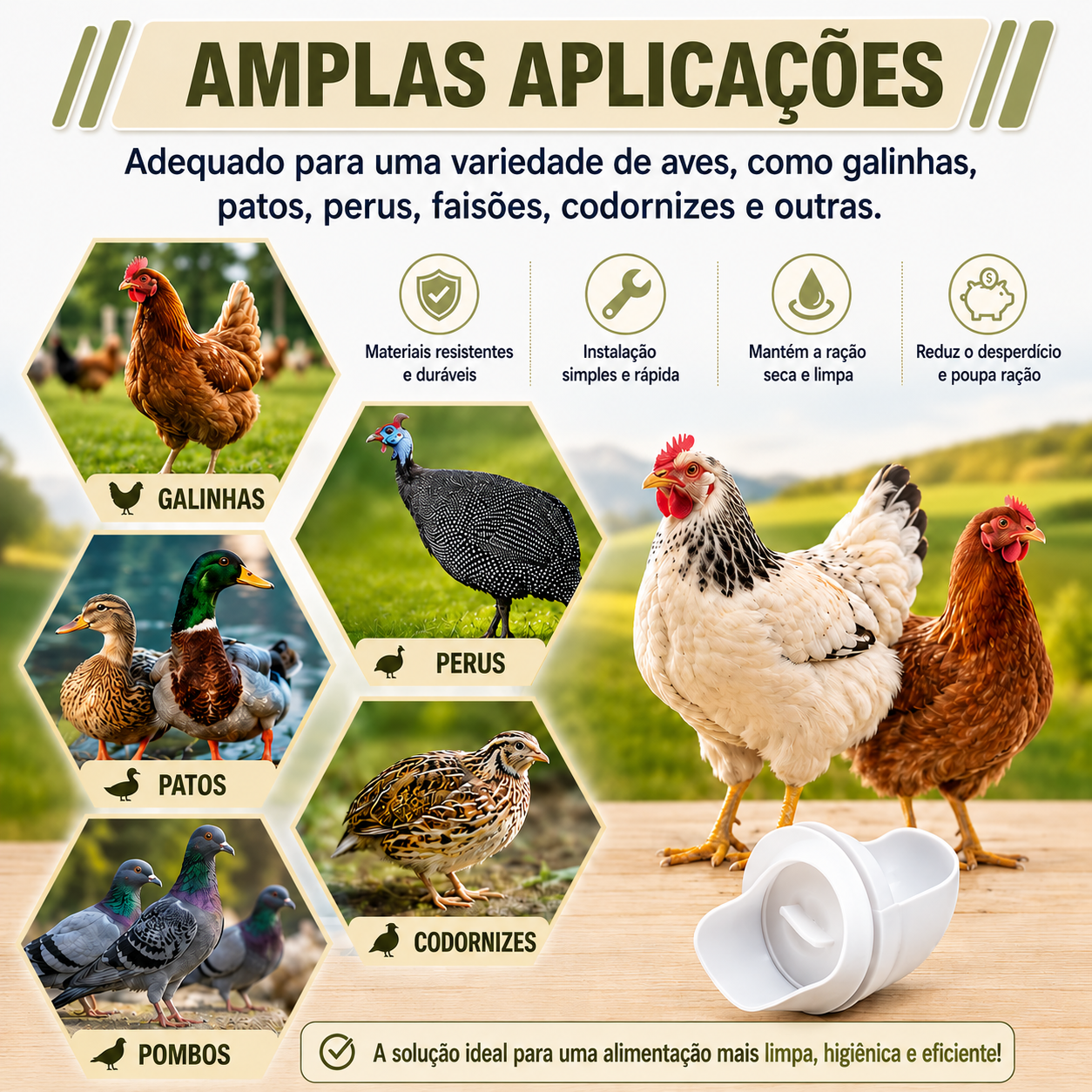 🐓 Kit Alimentador Para Aves De Capoeira